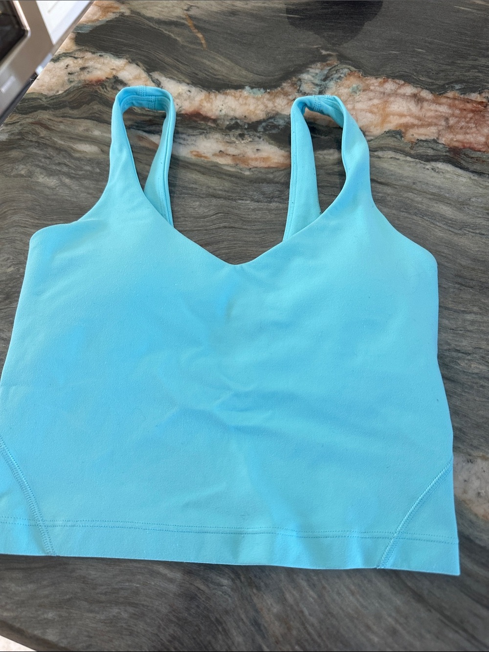 Lululemon Light Turquoise Women's Seamless V-Neck Bralette Sports Bra tankS Sz 0